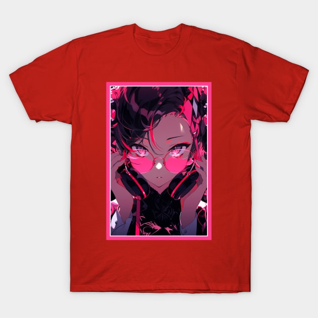 Aesthetic Anime Girl Pink Black | Quality Aesthetic Anime Design | Premium Chibi Manga Anime Art T-Shirt by AlNoah